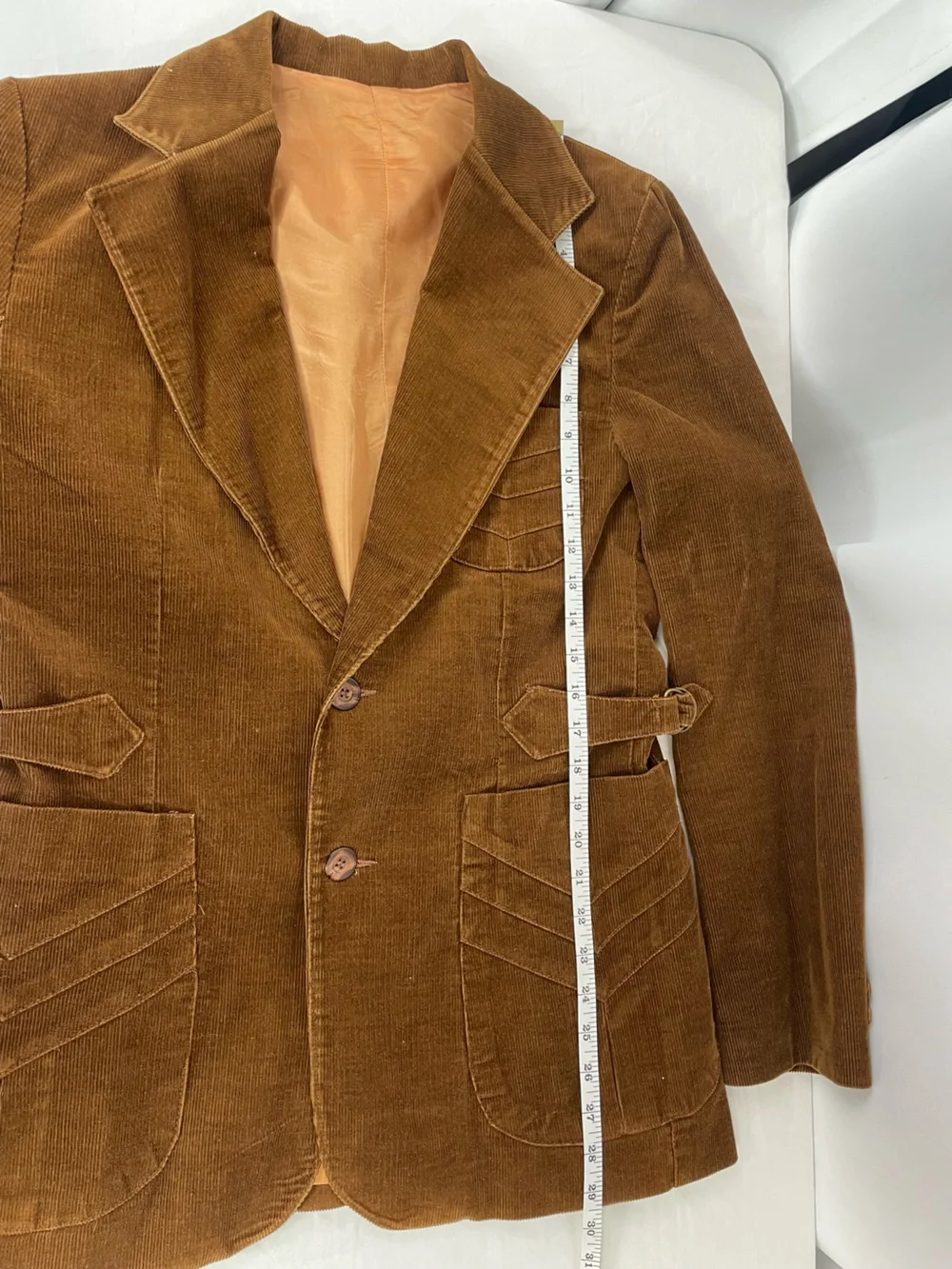 Vintage 70s Brown Corduroy 3 Piece Suit Set Bell Bottom Western Disco 40R 33
